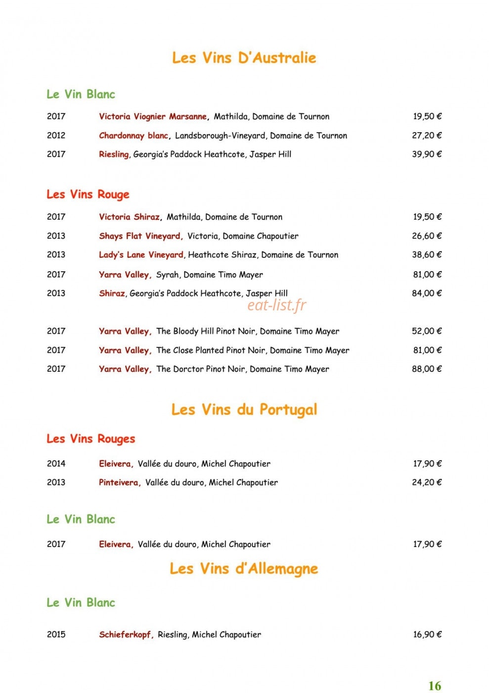 Auberge du sapt — carte page 10
