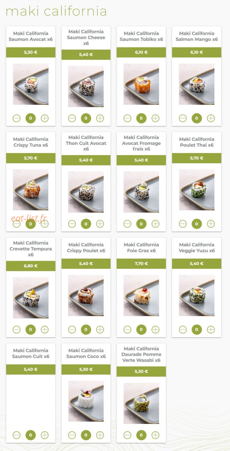 Eat sushi — carte page 9