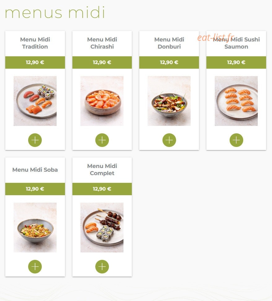 Eat sushi — carte page 1