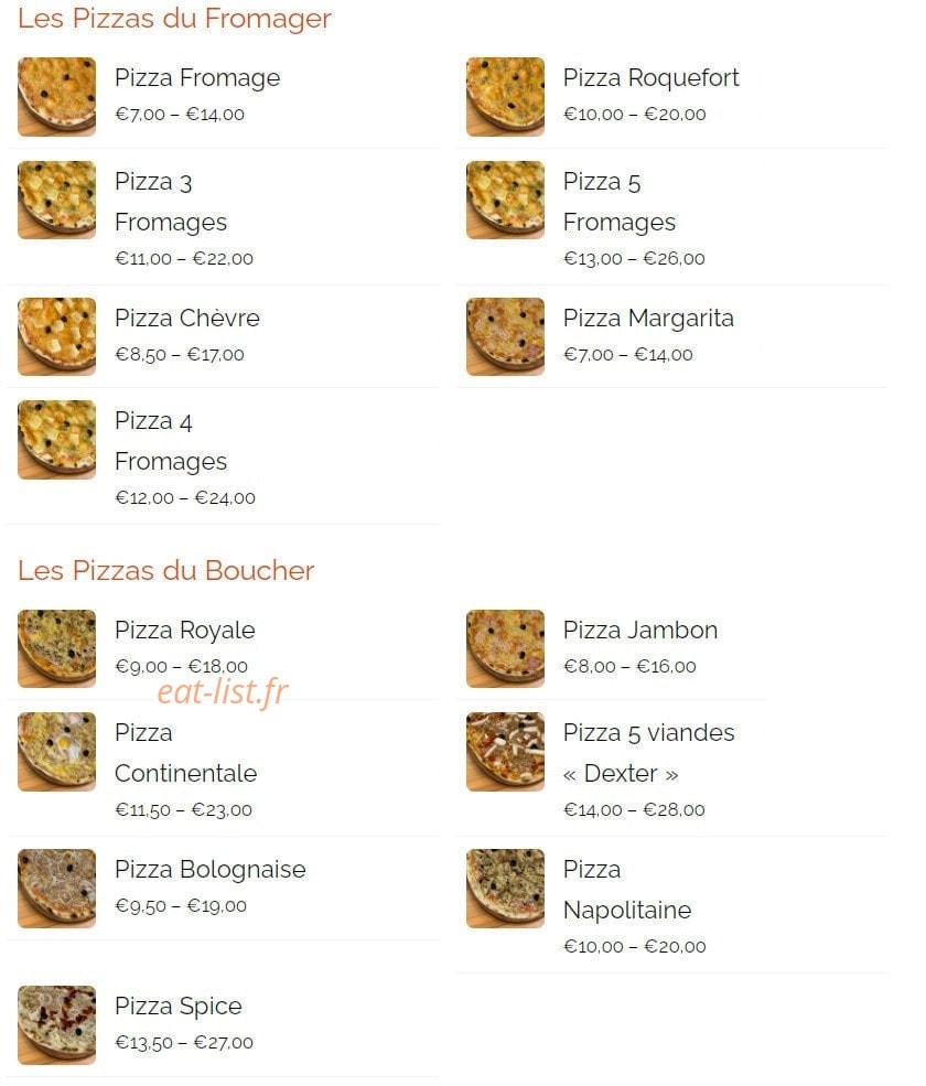 First Pizz’ — carte page 1