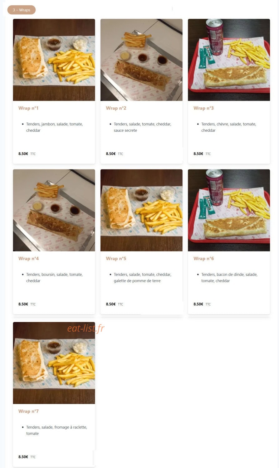 Hot wings pizzas — carte page 7