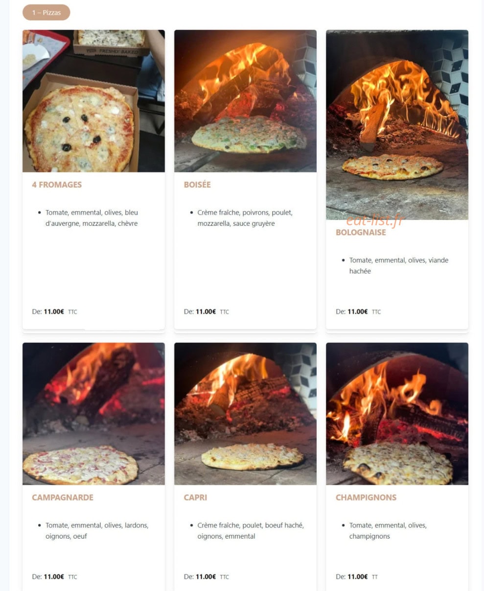 Hot wings pizzas — carte page 1