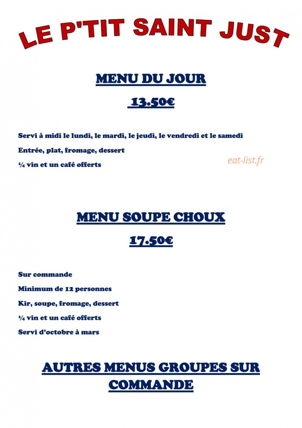Le P'Tit Saint Just — carte page 1