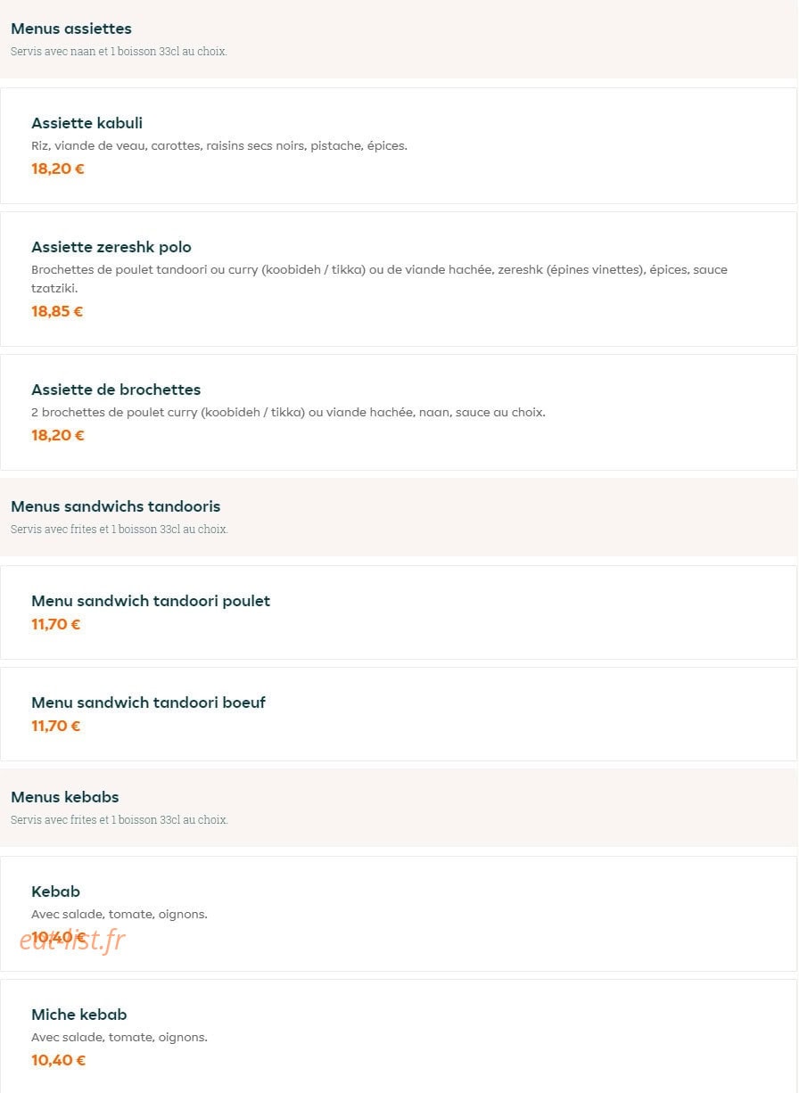 5G Tandoori — carte page 2