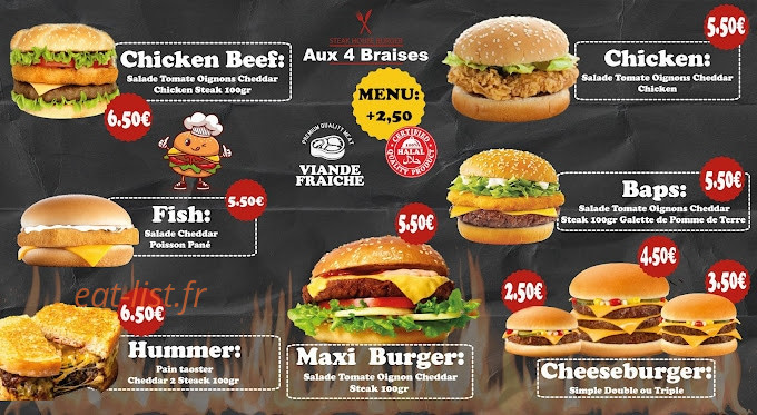Aux 4 braises — carte page 1
