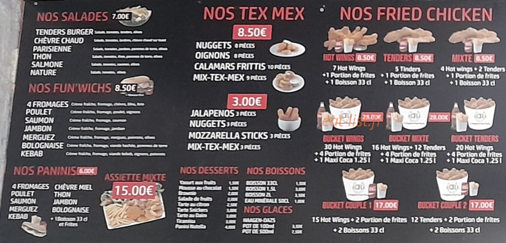 L'original Fast Food — carte page 1