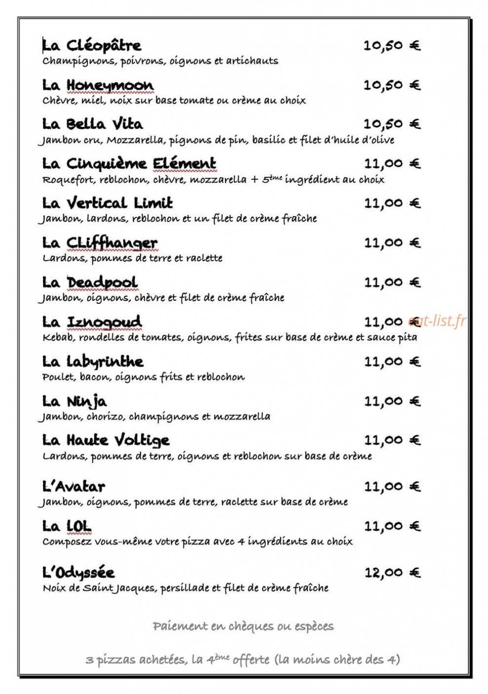 La Cabane à Pizz — carte page 2