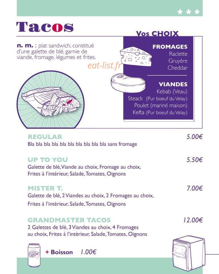Funky Burger — carte page 4