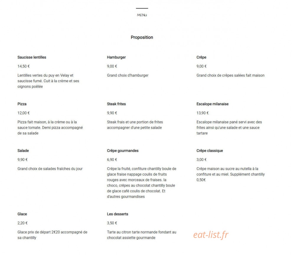 La petite cantine — carte page 1
