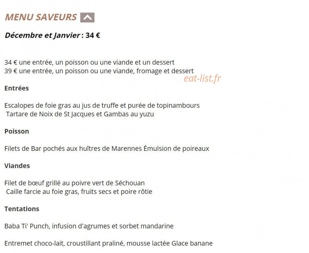 Le Comptoir des Saveurs — carte page 2