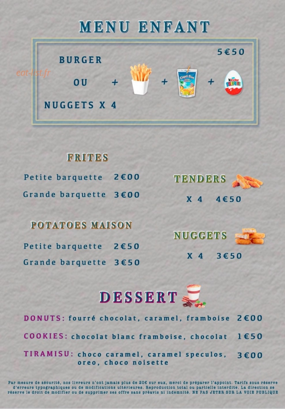 Le Palace Pizzeria — carte page 2