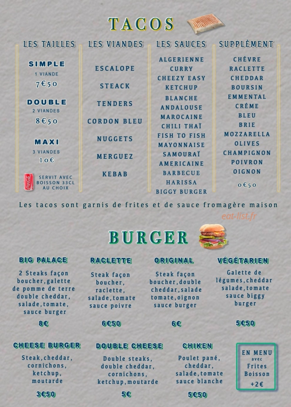 Le Palace Pizzeria — carte page 3