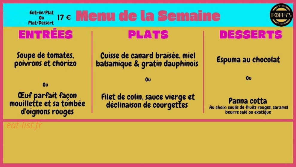 Le Poppy's — carte page 1
