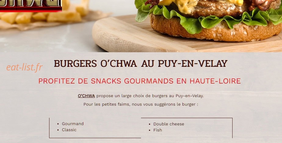 Carte et menu de O'chwa à Le Puy en Velay — Suggestions
