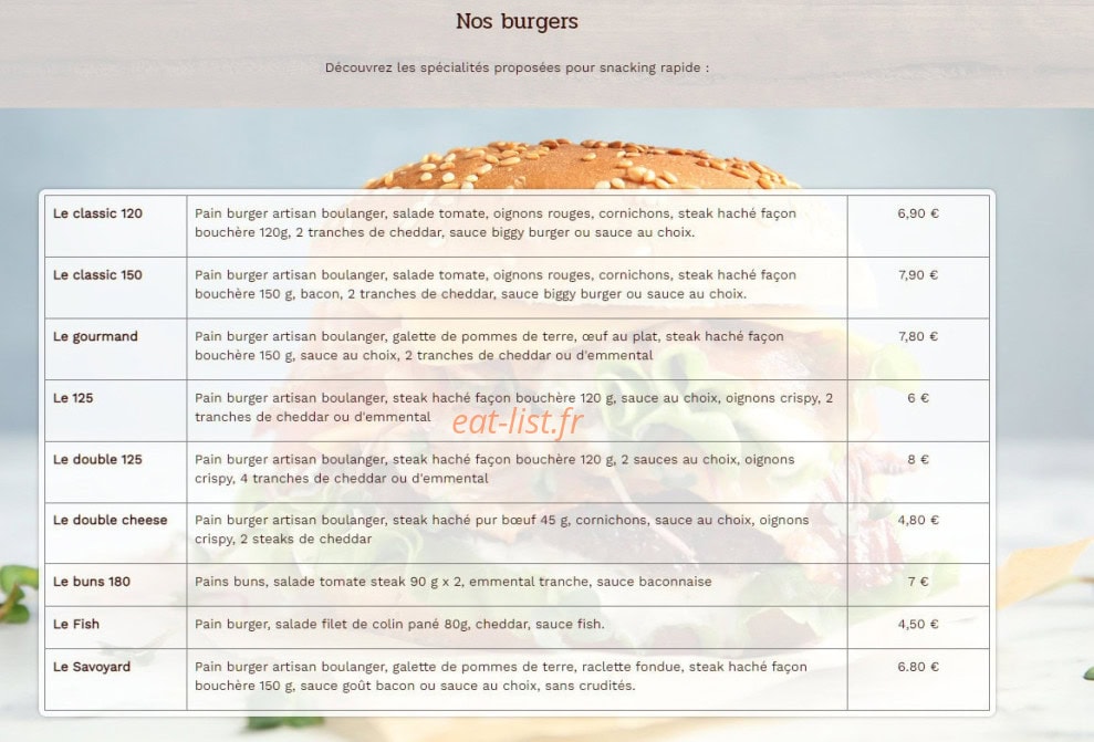 Carte et menu de O'chwa à Le Puy en Velay — Les burgers