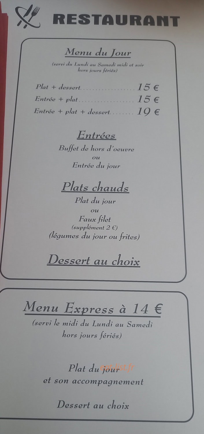 La Vieille Auberge — carte page 1