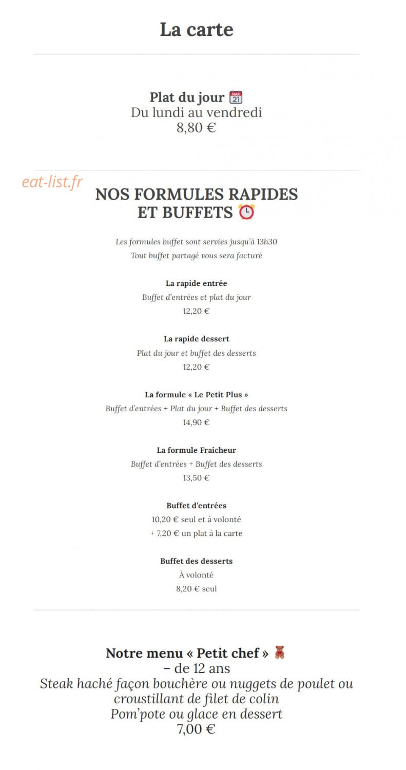 Le Petit Plus — carte page 1