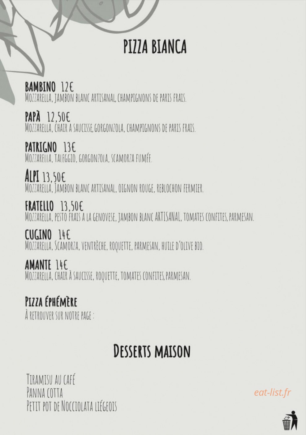 Mamma Pizza — carte page 2