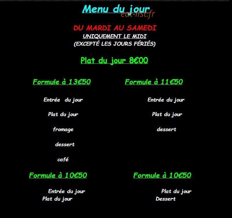 Pizzeria le Saint Julien — carte page 1