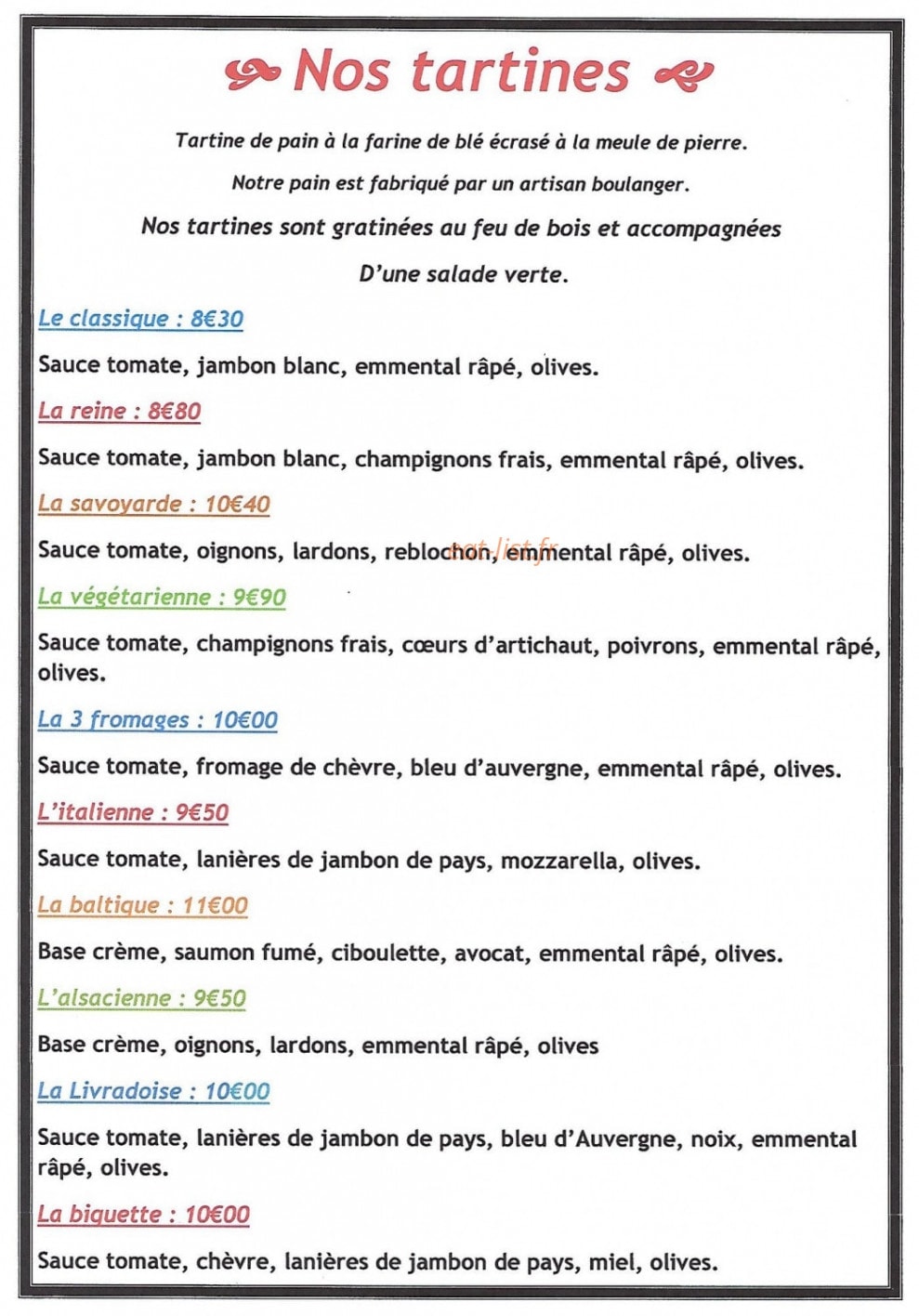 Pizzeria le Saint Julien — carte page 5