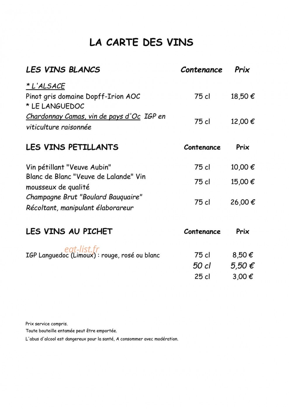L'auberge de Chaniat — carte page 3