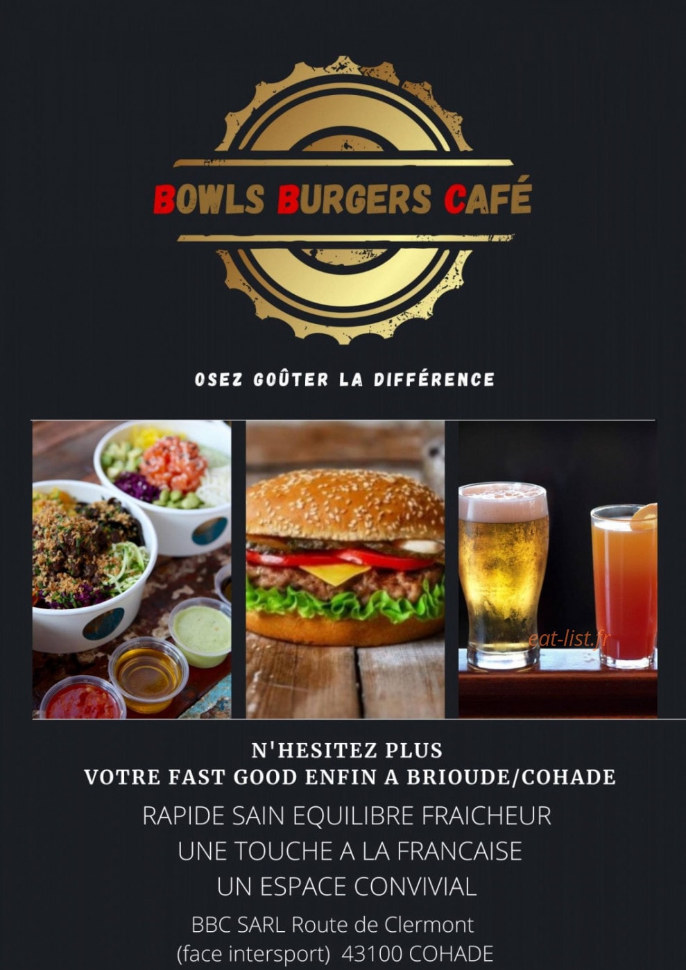 Bowls Burger Cafe — carte page 1