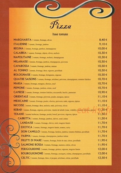 Pizzeria de la fontaine — carte page 4