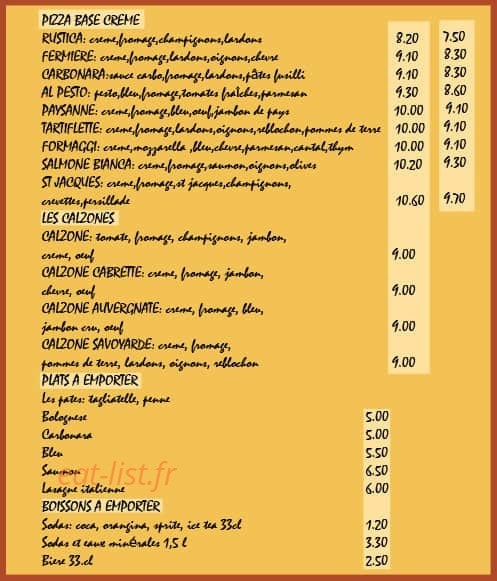 Pizzeria de la fontaine — carte page 2