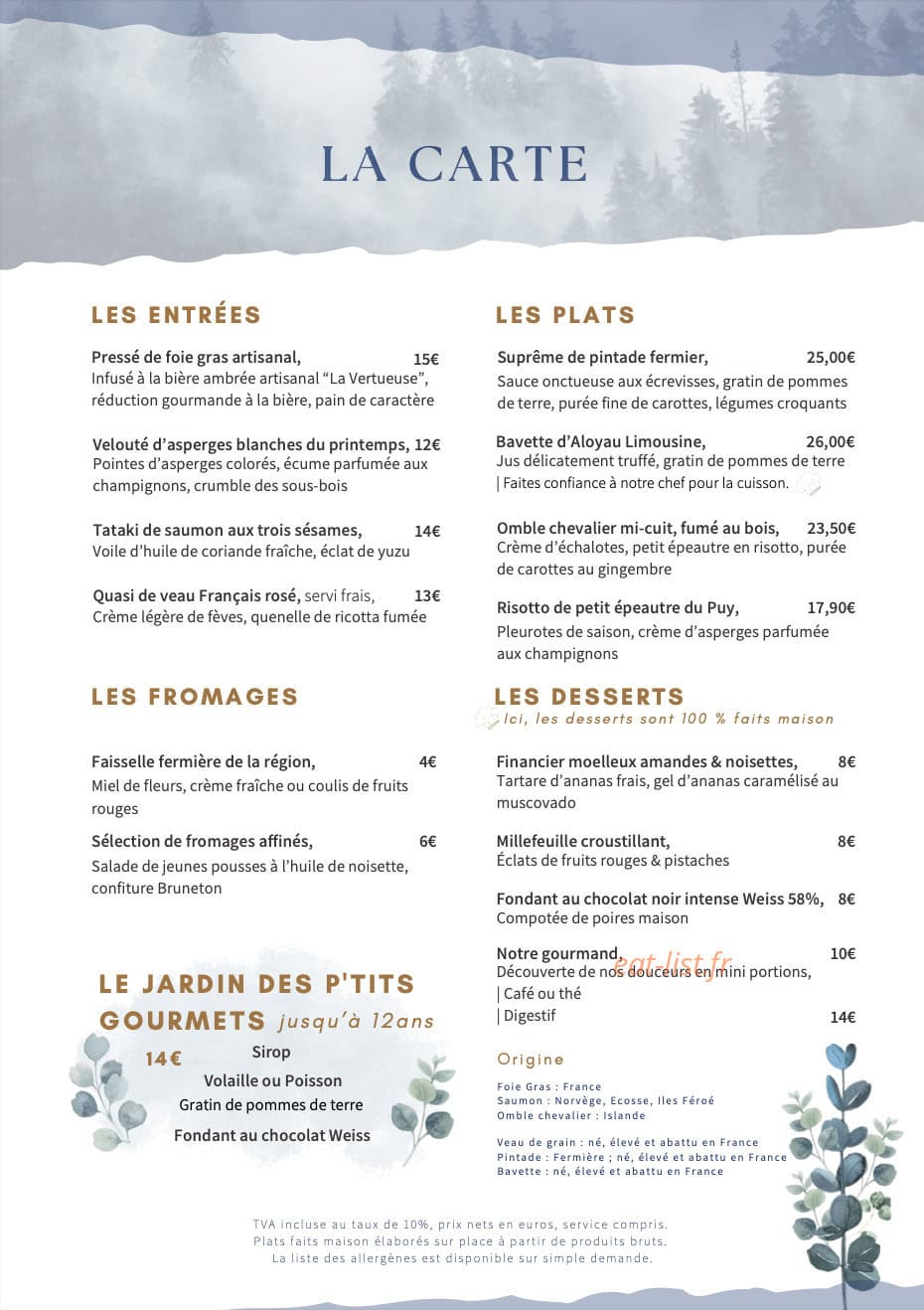 Les Cedres Bleus — carte page 1