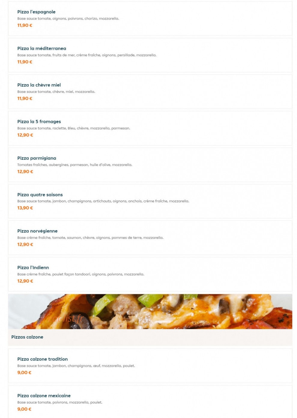 Pizz'à l'Ancienne — carte page 2