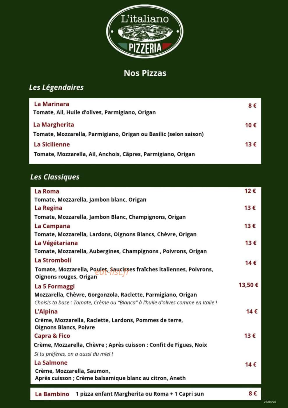 L'Italiano — carte page 1