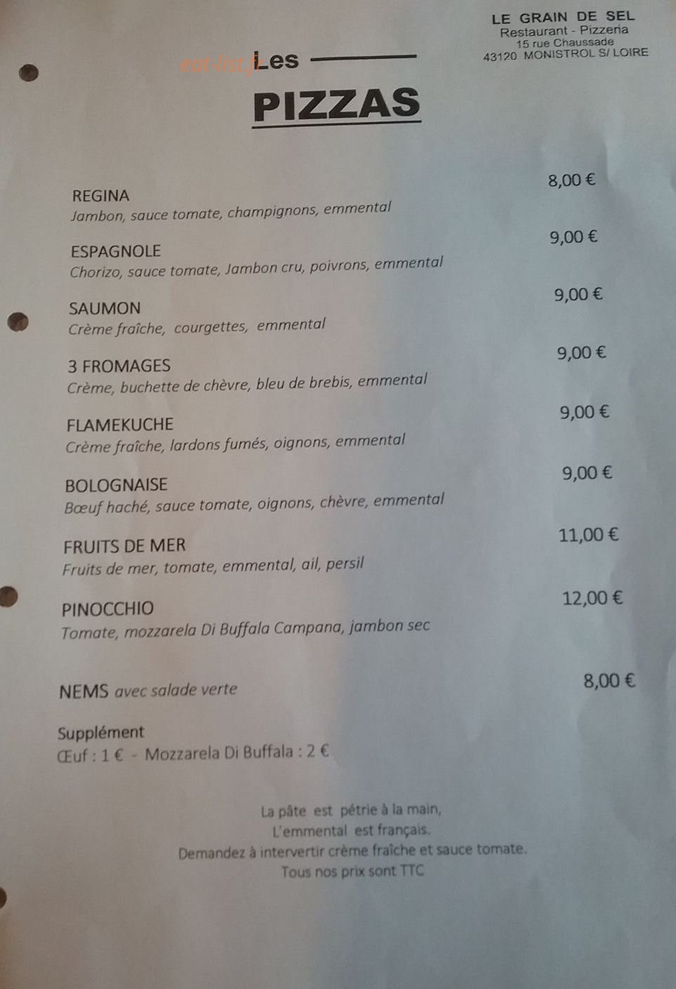 Le grain de sel — carte page 1
