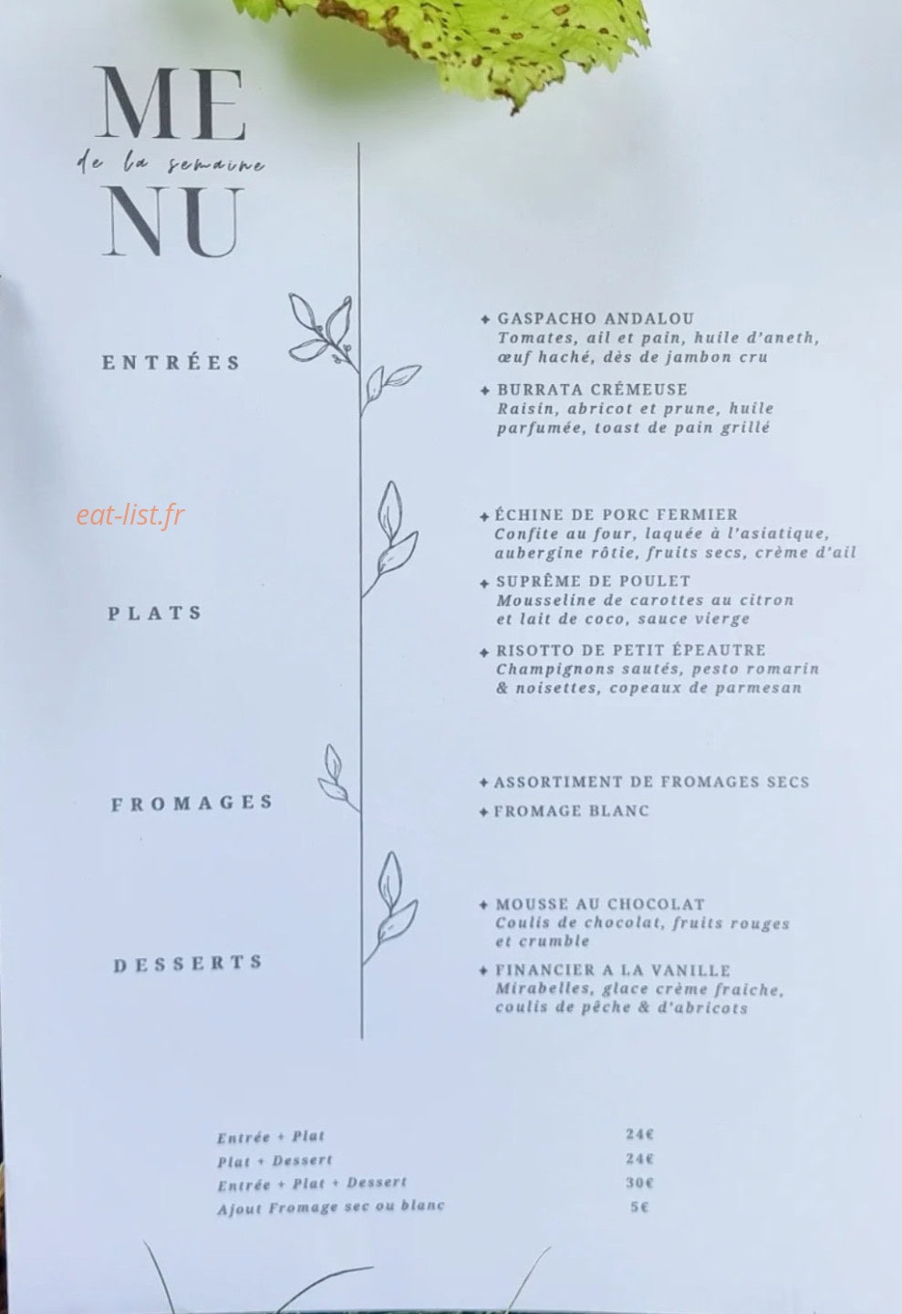 Auberge du Campos — carte page 1