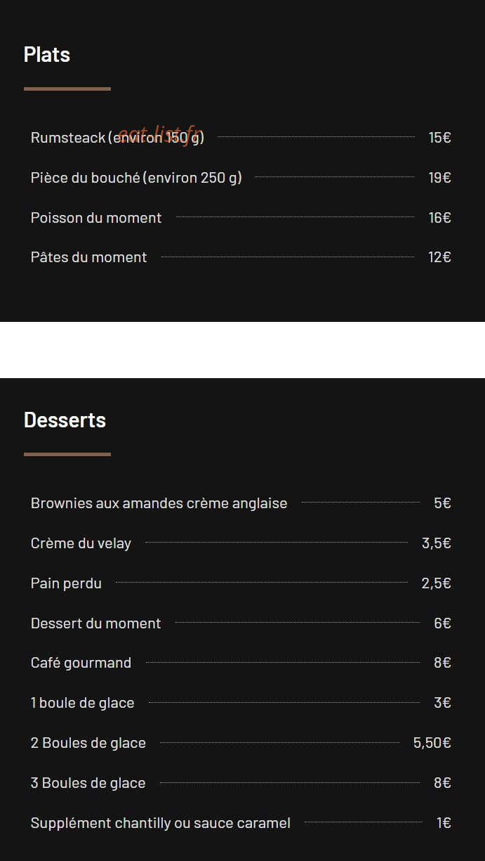 Auberge de la cistre — carte page 2