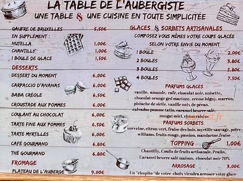 Auberge des Calades — carte page 2