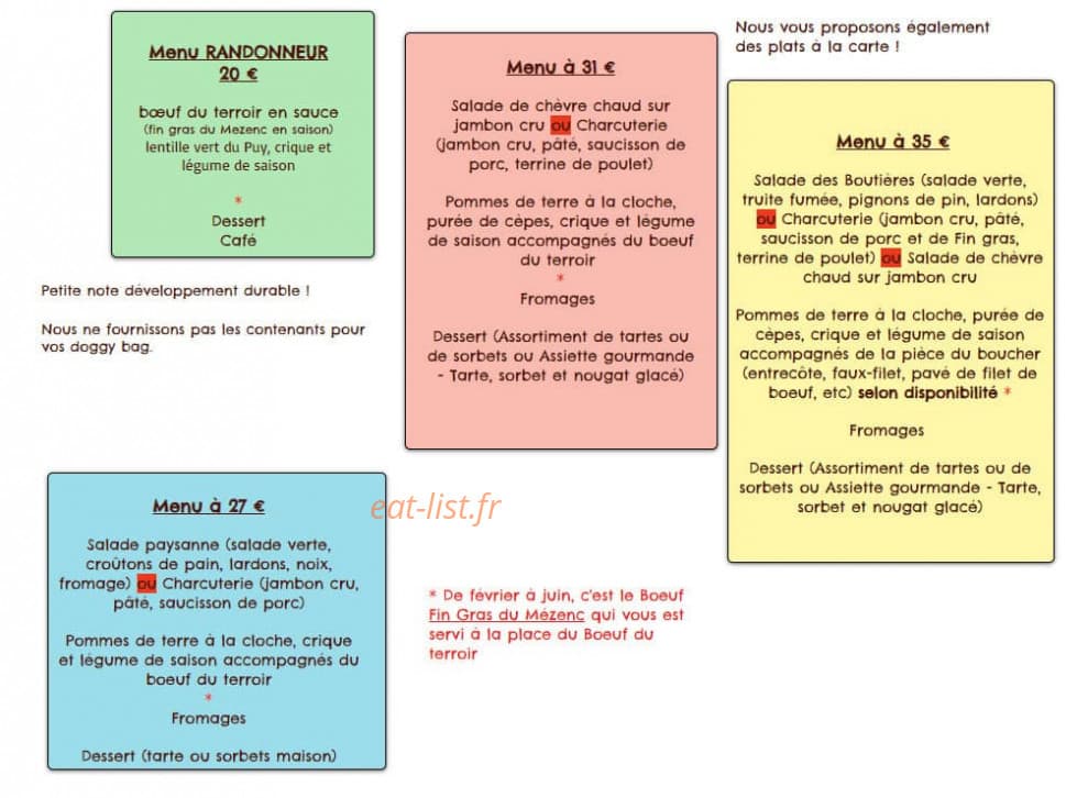 Les Fermiers du Mézenc — carte page 1