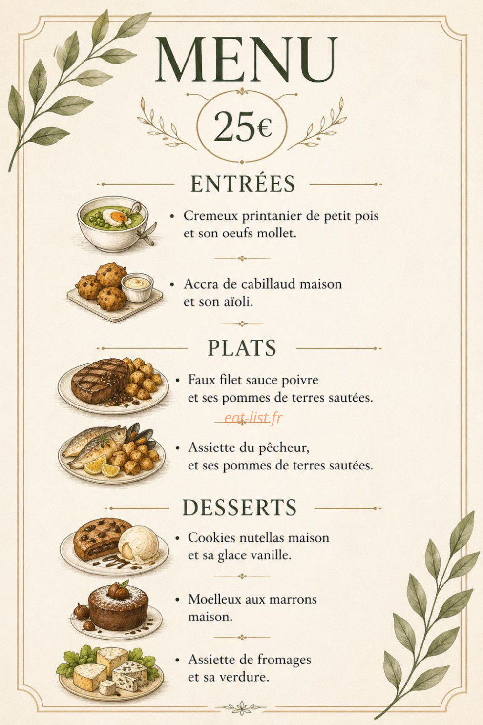 Ô bistrot gourmand — carte page 1