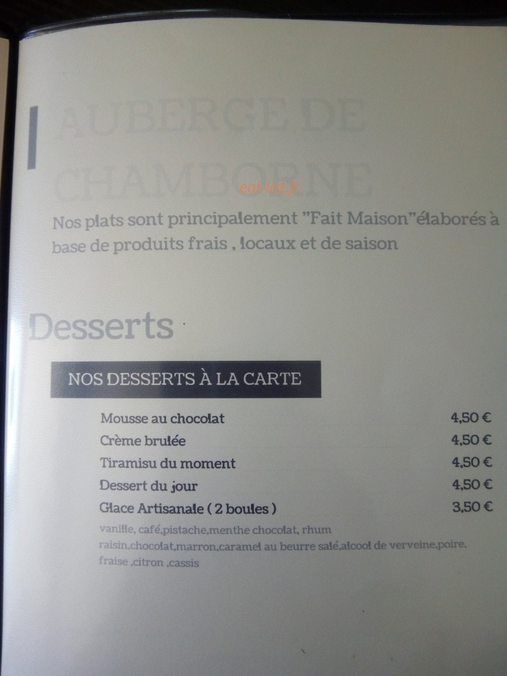 Auberge de Chamborne — carte page 5