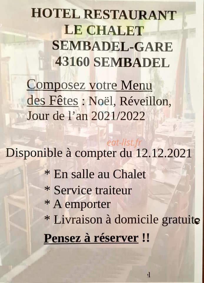 Restaurant Le Chalet — carte page 1