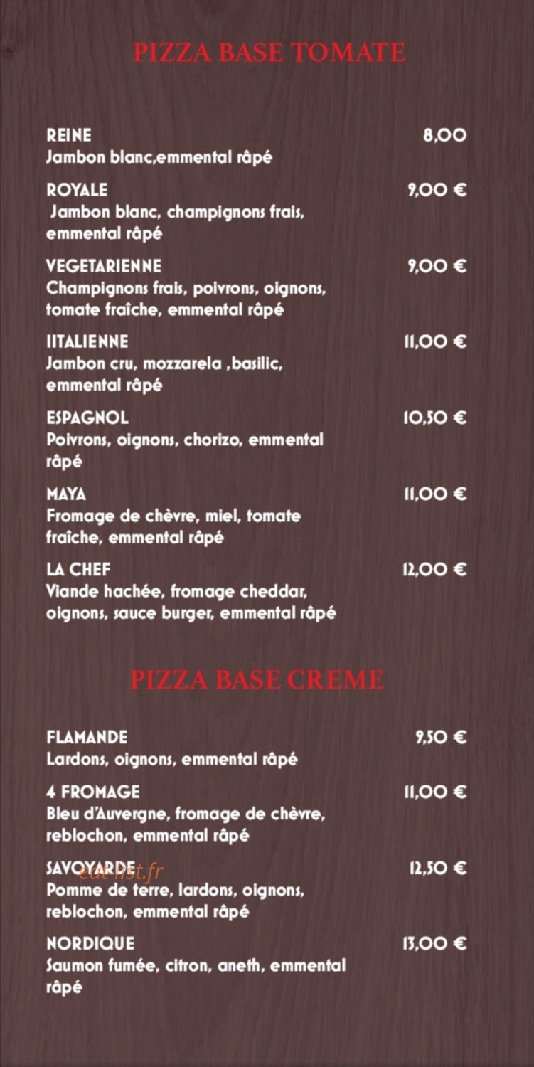Doom's Pizza — carte page 1