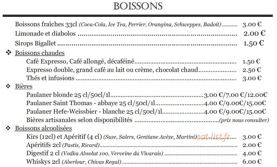 L'auberge de Chamblard — carte page 2