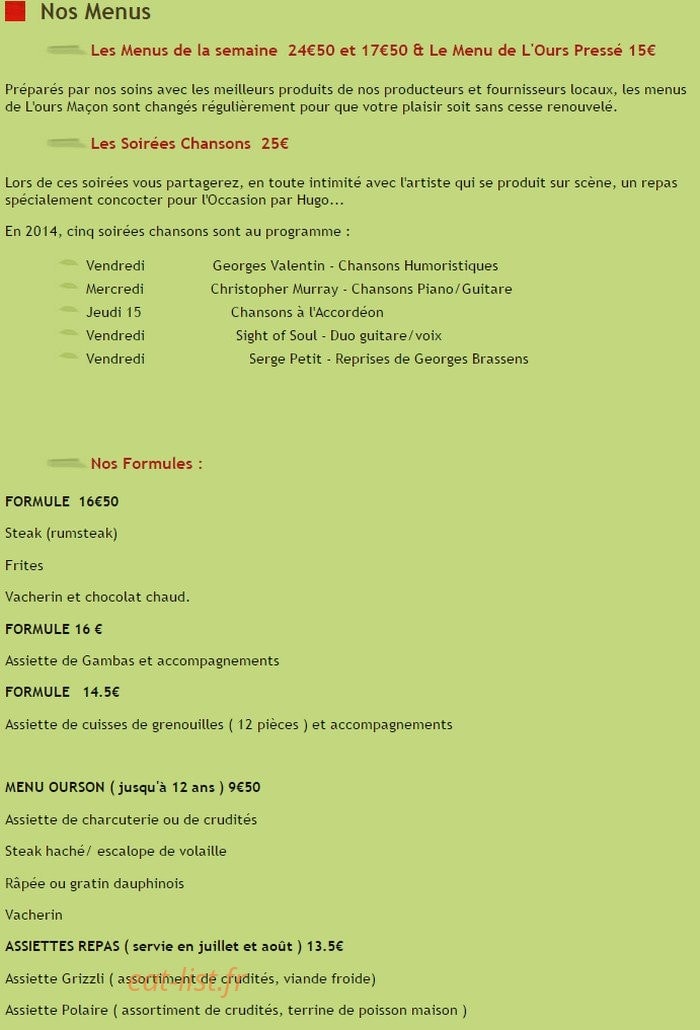 L'Ours Maçon — carte page 2