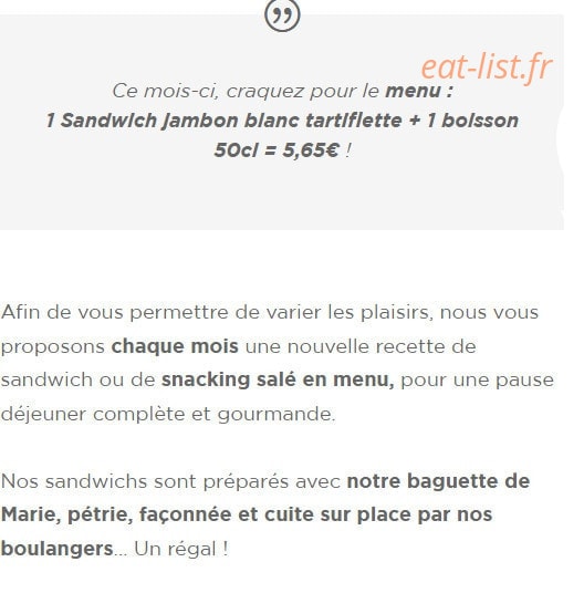 Boulangerie Marie Blachere — carte page 3
