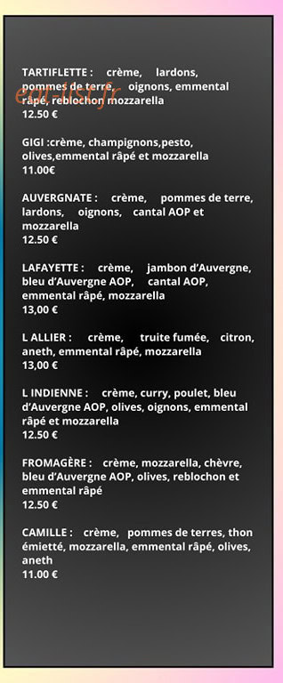 Bistrot de l'Eden — carte page 3