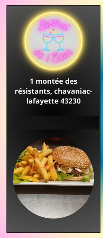 Bistrot de l'Eden — carte page 1