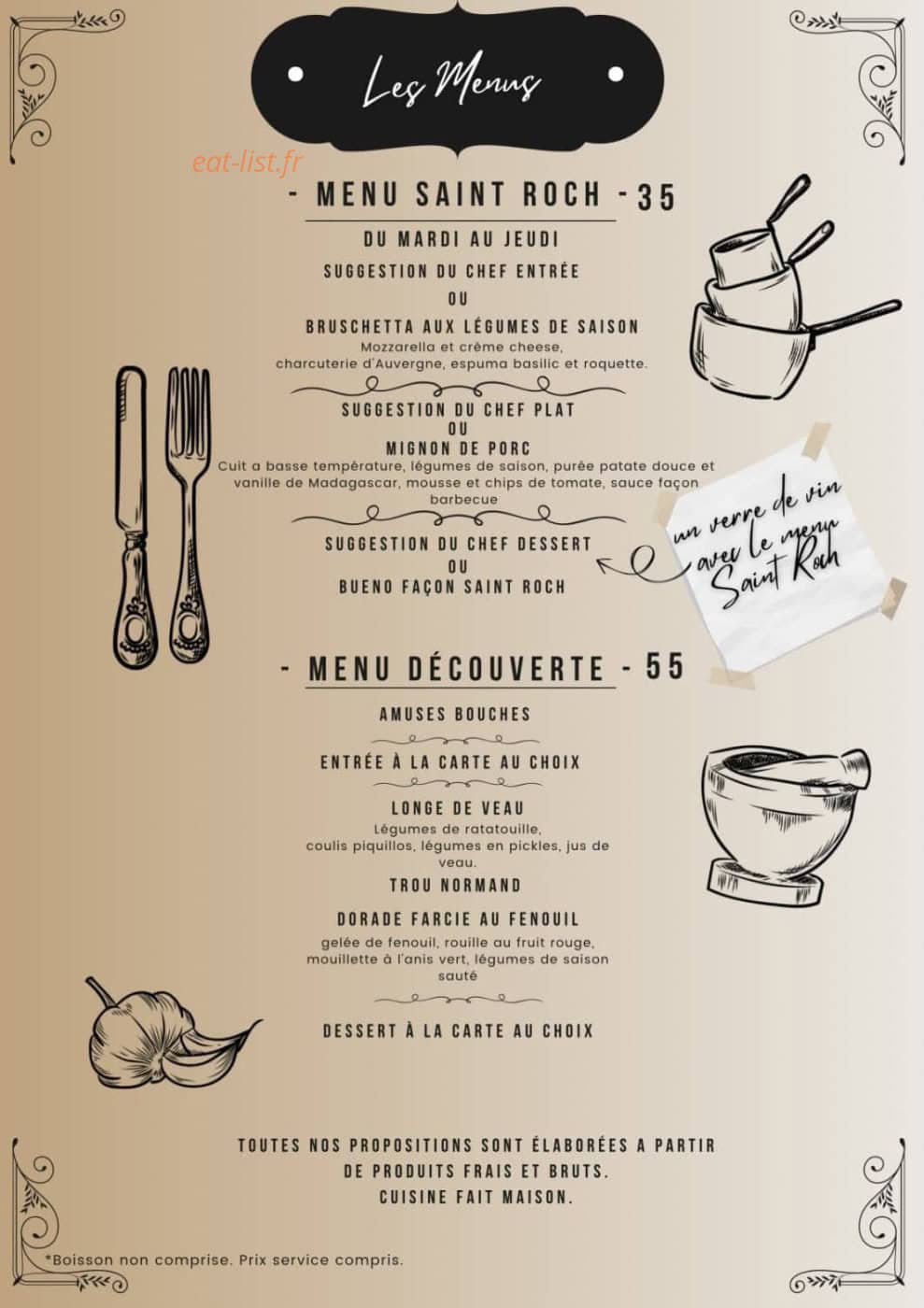Le saint roche restaurant — carte page 2