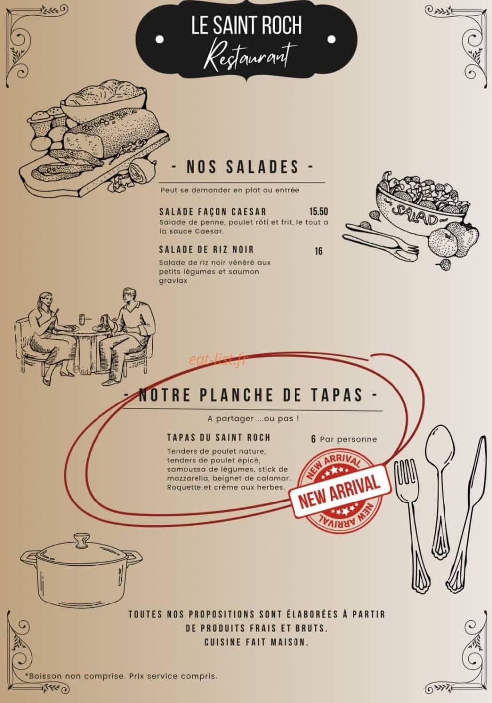 Le saint roche restaurant — carte page 3