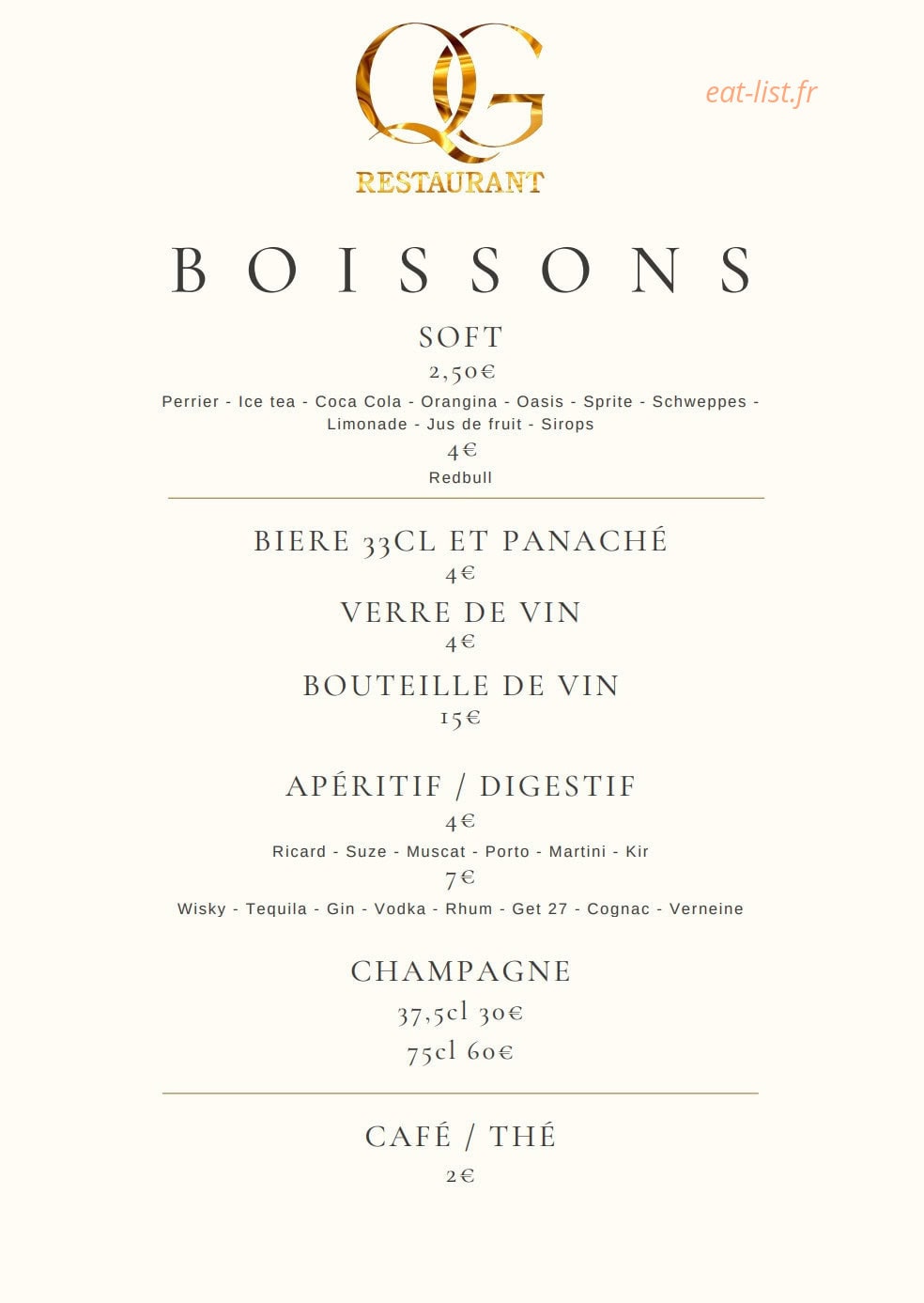 Le QG Restaurant — carte page 6