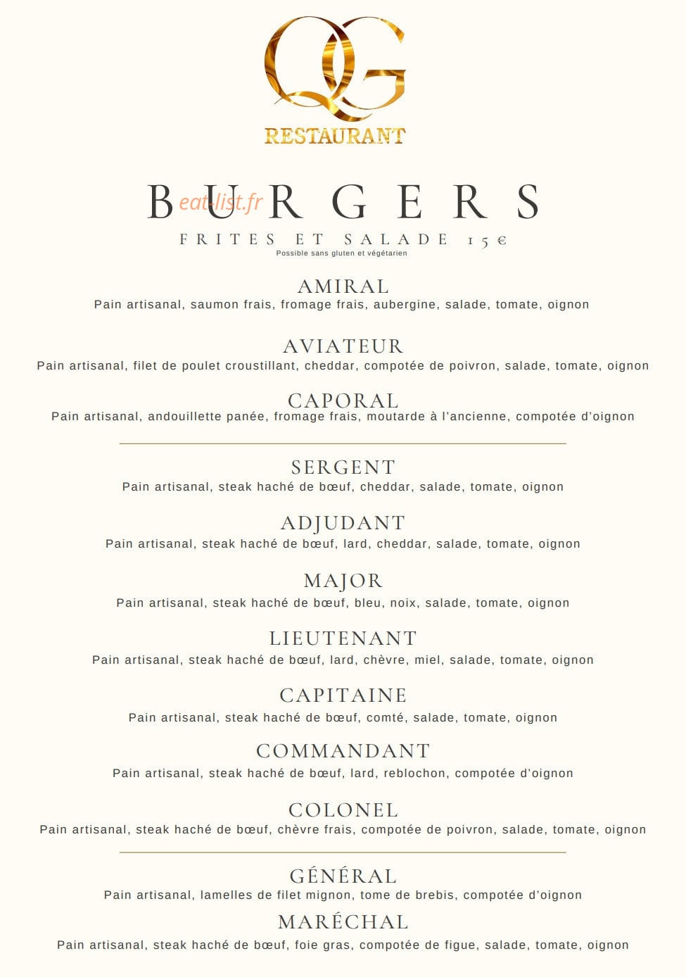Le QG Restaurant — carte page 2