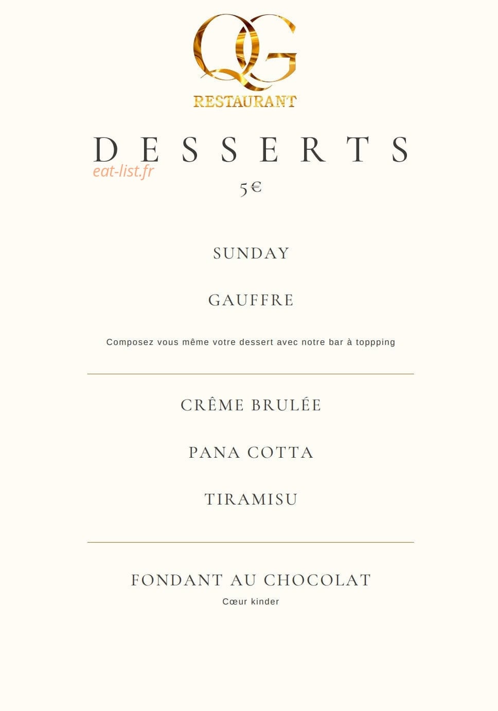 Le QG Restaurant — carte page 5